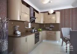 Kitchen design with coffee wallpaper