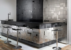 Black porcelain tiles in the kitchen photo