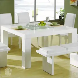 Rectangular table in the kitchen interior
