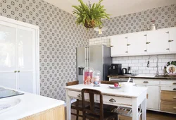 Plain wallpaper for the kitchen photo