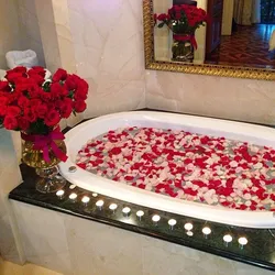 Bath with rose petals photo