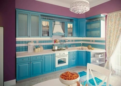 Corner kitchen blue photo