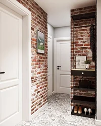 Hallway With White Bricks Photo