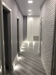 Hallway With White Bricks Photo