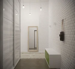 Hallway With White Bricks Photo