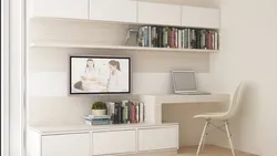 Kompüter Masası Fotoşəkili Ilə Qonaq Otağındakı Divarın Fotoşəkili