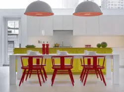 Kitchen Interior With Red Chairs