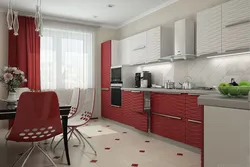 Kitchen Interior With Red Chairs
