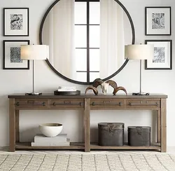 Round mirrors in the hallway interior photo