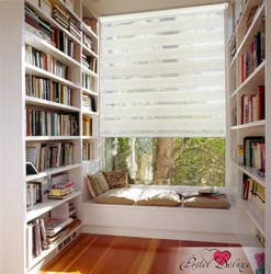 Bedroom with bookcase photo