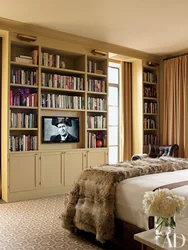 Bedroom with bookcase photo
