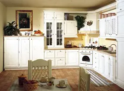 Photo of a kitchen with a corner hood