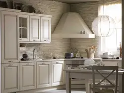 Photo of a kitchen with a corner hood