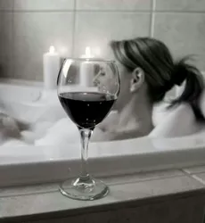 Photo with a glass in the bathroom