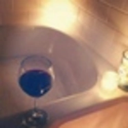 Photo with a glass in the bathroom