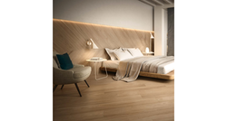 Porcelain tiles on the floor in the bedroom photo