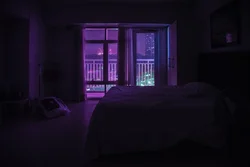 Photo of a bedroom at night