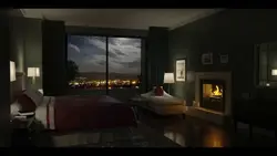 Photo of a bedroom at night