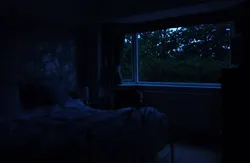 Photo of a bedroom at night