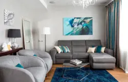 Gray turquoise living room photo