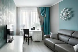 Gray turquoise living room photo