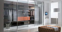 Glass dressing rooms in the interior
