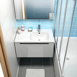 Kiçik vanna otağı fotoşəkili üçün lavabo ilə kabinet