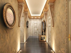 Wallpaper in the hallway under plaster photo