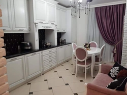 Curtains for the kitchen with a white set photo