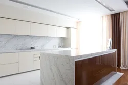 White Kitchen With Marble Countertop Photo