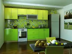 Kitchen interior with green refrigerator