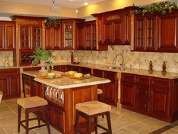 Wood wallpaper for the kitchen photo