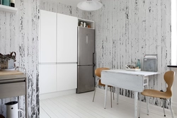 Wood wallpaper for the kitchen photo