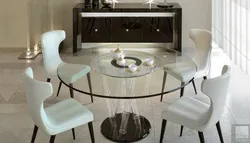 Круглые стеклянные столы для кухни фото
