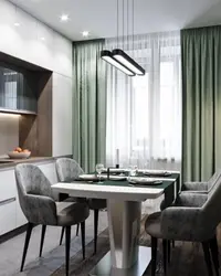 Curtains for green kitchen photo design