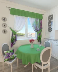 Curtains for green kitchen photo design