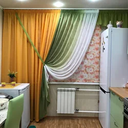Yashil oshxona fotosurati dizayni uchun pardalar