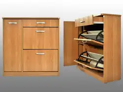 Дәлізге арналған фото өлшемдері бар аяқ киім сөрелері