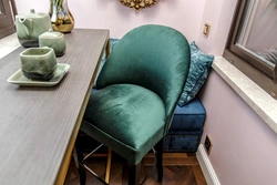 Emerald colored chairs for the kitchen in the interior