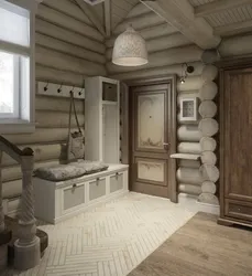 Entrance hall in a house made of timber design