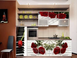 Kitchen fronts with flowers photo