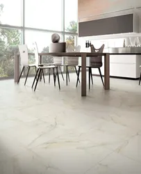 Marble-Effect Porcelain Tiles On The Kitchen Floor Photo