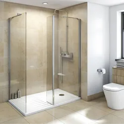 Shower trays in the bathroom interior photo