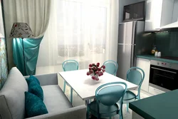 Интерьер Кухни С Бирюзовыми Шторами Фото