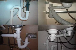 Pipe under the sink in the kitchen photo
