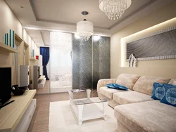 Corner sofa in the bedroom interior photo