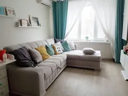 Corner sofa in the bedroom interior photo
