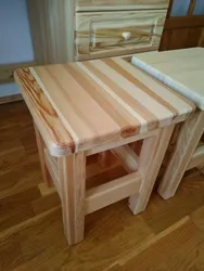 Stools for the kitchen made of wood photo