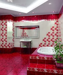 Burgundy tiles in the bathroom photo