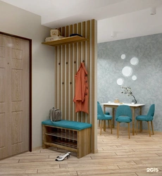 Slats in the hallway and hangers photo